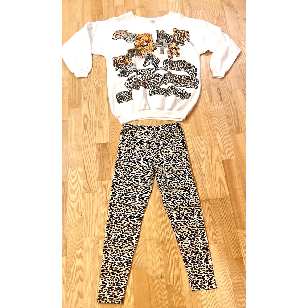 Women’s Vintage Fredrick’s Of Hollywood Sweatshirt Pants Animal Print Tiger King